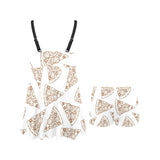 Hand drawn pizza pattern Chest Sexy Pleated Two Piece Swim Dress