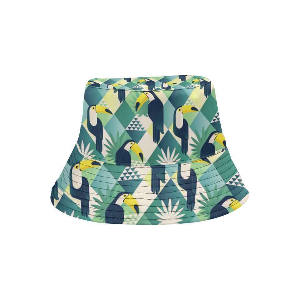 Toucan tropical leaves design pattern Unisex Bucket Hat