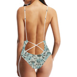 Dragonfly Butterfly Plants insect flower vintage s Women's One-Piece Swimsuit