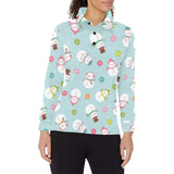 Cute snowman snowflake pattern Women's Long Sleeve Polo Shirt
