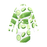 cucumber whole slices pattern Women's Long Sleeve Belted Night Robe