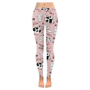 Cows milk product pink background Women's Legging Fulfilled In US