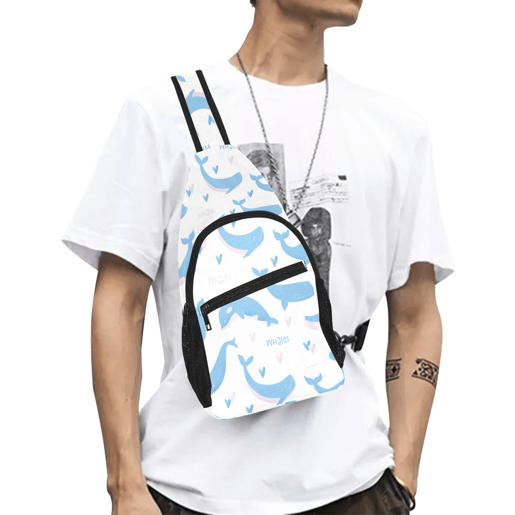 Blue whale pattern All Over Print Chest Bag