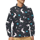 unicorn rainbows moon clound star pattern Men's Long Sleeve Polo Shirt