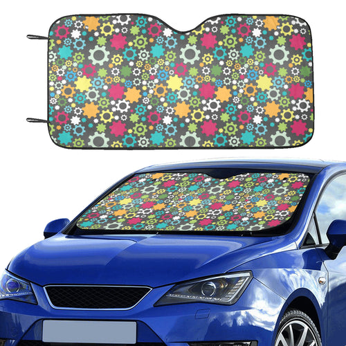 Gear Pattern Print Design 03 Car Sun Shade