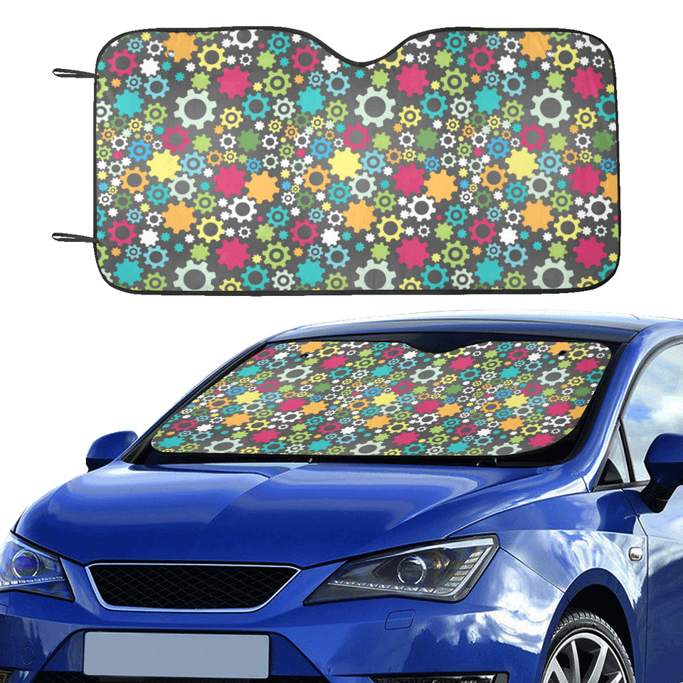 Gear Pattern Print Design 03 Car Sun Shade