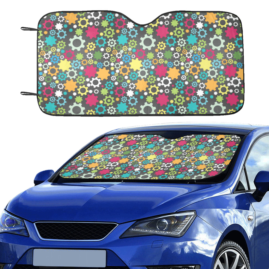 Gear Pattern Print Design 03 Car Sun Shade