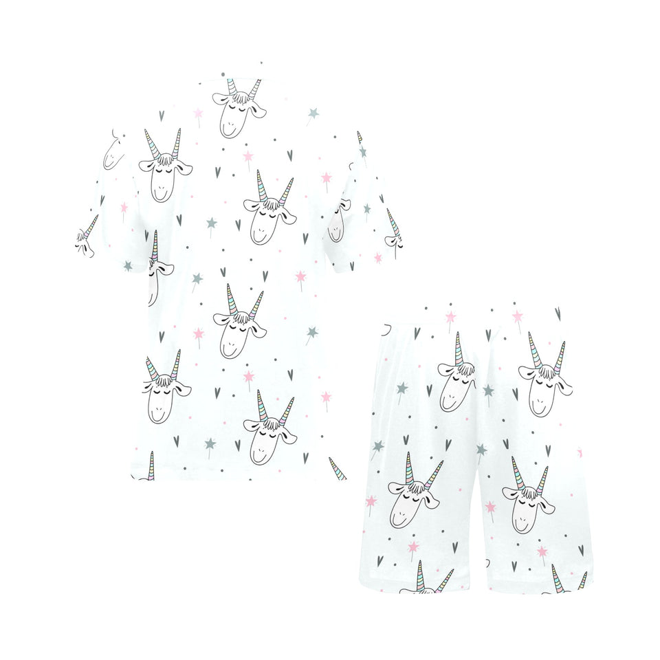 Cute goat design pattern Men's V-Neck Short Pajama Set