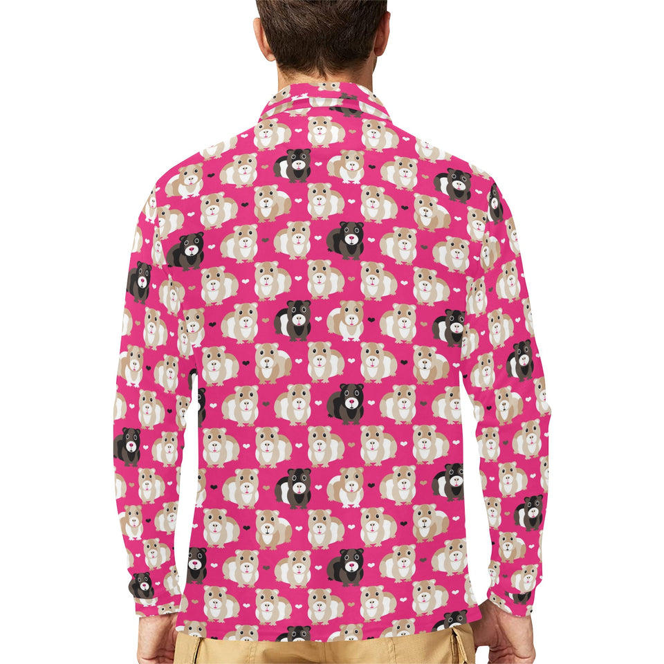 Guinea Pig Pattern Print Design 01 Men's Long Sleeve Polo Shirt