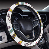 Skate Board Pattern Print Design 05 Car Steering Wheel Cover