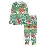 heliconia palm and monstera leaves pattern Women's All Over Print Pajama Set