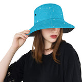 Airplane destinations blue background Unisex Bucket Hat