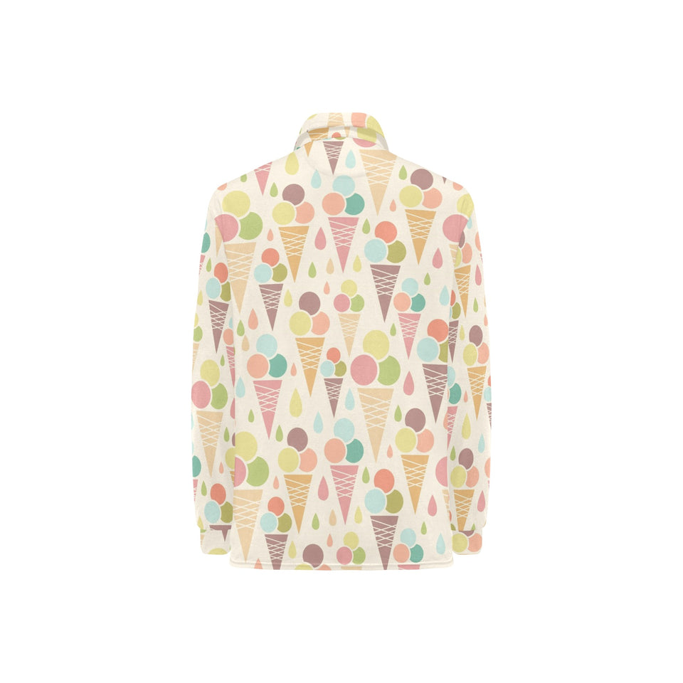 Ice cream cone pattern Women's Long Sleeve Polo Shirt