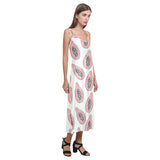 papaya pattern V-Neck Open Fork Long Dress