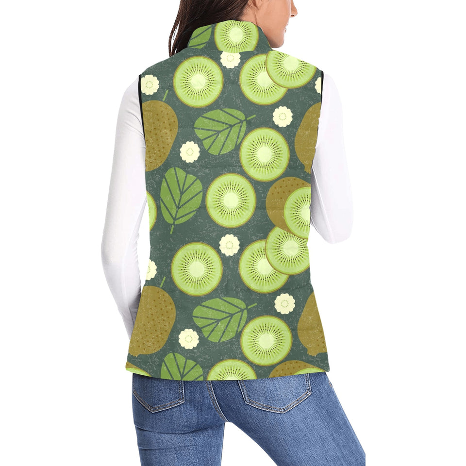 Whole sliced kiwi leave and flower Women's Padded Vest