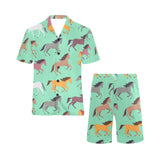 Colorful horses pattern Men's V-Neck Short Pajama Set