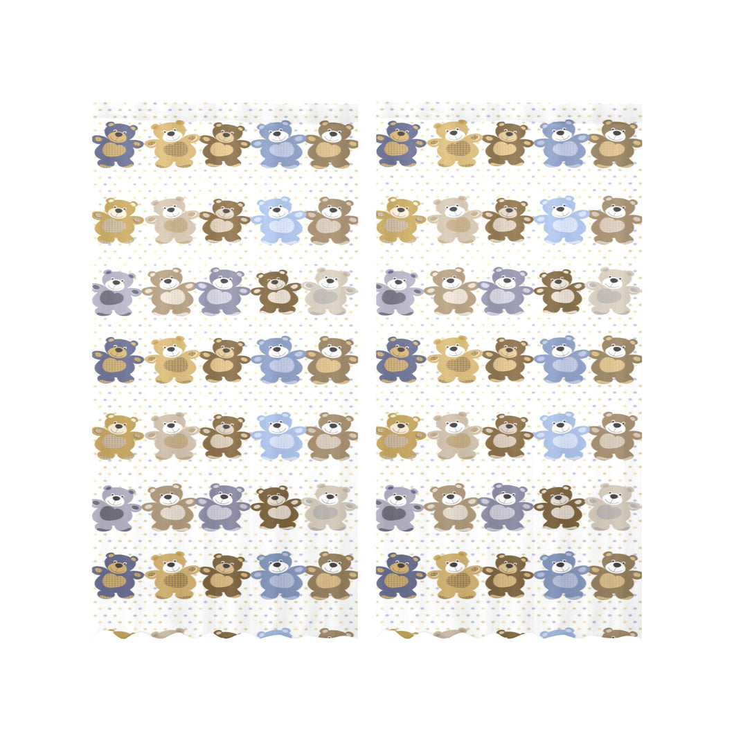 Teddy Bear Pattern Print Design 02 Gauze Curtain