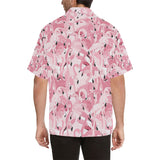 Pink flamingos pattern background Men's All Over Print Hawaiian Shirt