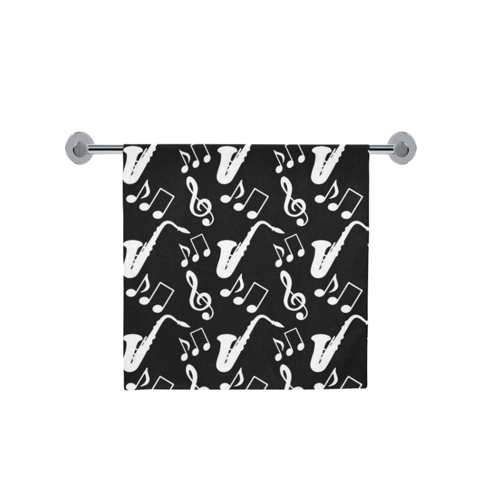 Saxophone music notes treble clef black white them Bath Towel