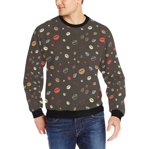 Coffee bean leave pattern Men's Crew Neck Sweatshirt