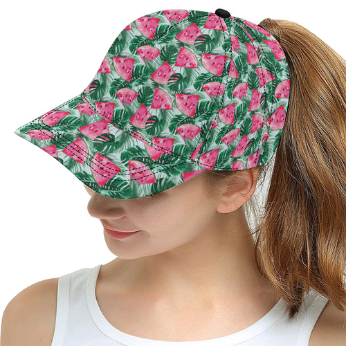 Watermelons tropical palm leaves pattern All Over Print Snapback Cap