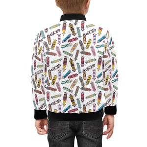 Skate Board Pattern Print Design 05 Kids' Boys' Girls' Bomber Jacket
