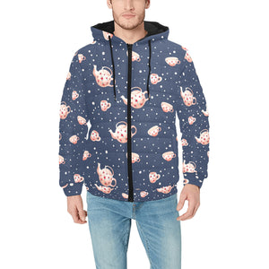 Tea pots Pattern Print Design 04 Men's Padded Hooded Jacket