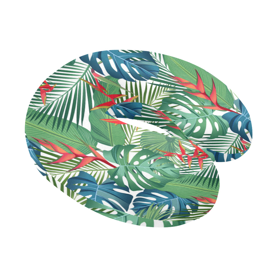 heliconia palm and monstera  leaves pattern U-Shaped Travel Neck Pillow