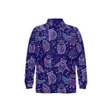 Cute owls pattern boho style ornament Men's Long Sleeve Polo Shirt