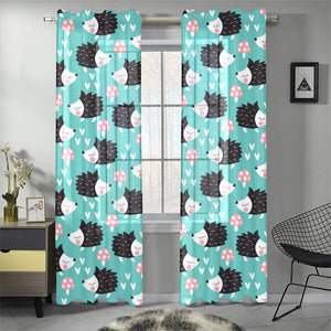 Hedgehog Pattern Print Design 03 Gauze Curtain