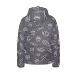 sushi pattern black background Kids' Boys' Girls' Padded Hooded Jacket