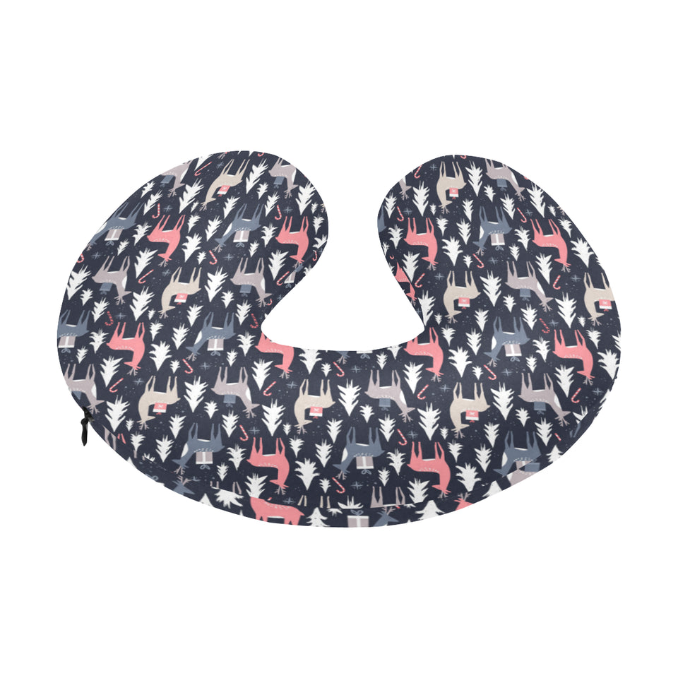 Deers Winter Christmas pattern U-Shaped Travel Neck Pillow