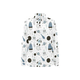 Hand drawn space elements space rocket star planet Women's Long Sleeve Polo Shirt