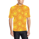 Sun orange background Men's All Over Print Polo Shirt