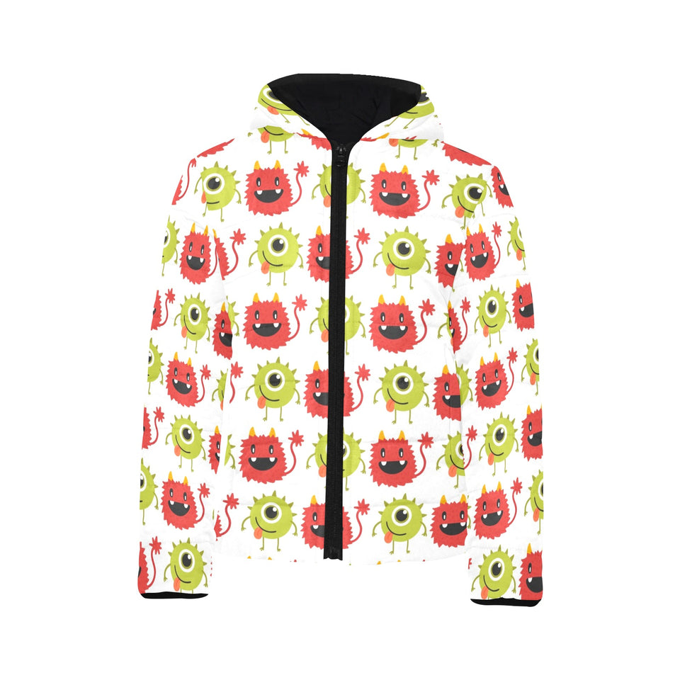 Alien Pattern Print Design 05 Kids' Boys' Girls' Padded Hooded Jacket