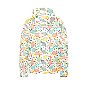 Tennis Pattern Print Design 03 Kids' Boys' Girls' Padded Hooded Jacket