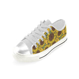 Sunflower pattern Women's Low Top Canvas Shoes White