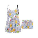 Math Pattern Print Design 04 Chest Sexy Pleated Two Piece Swim Dress
