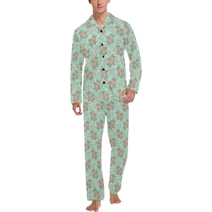 Hippopotamus Pattern Print Design 02 Men's Long Pajama Set
