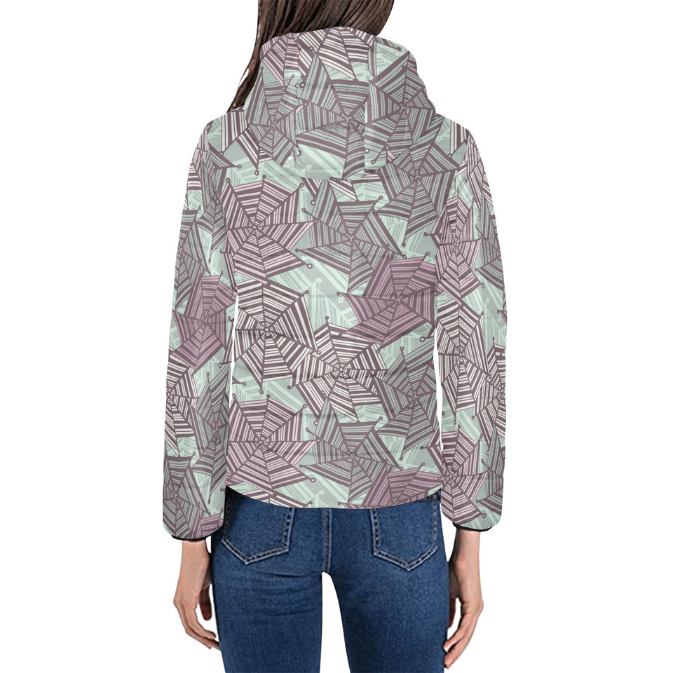 Spider web cobweb design color pattern Women's Padded Hooded Jacket