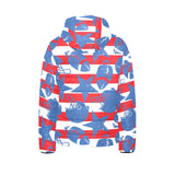 American football ball star stripes pattern Kids' Boys' Girls' Padded Hooded Jacket