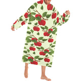 Red apples leaves pattern Blanket Robe with Sleeves