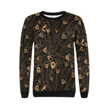 Gold peacock feather pattern Women's Crew Neck Sweatshirt