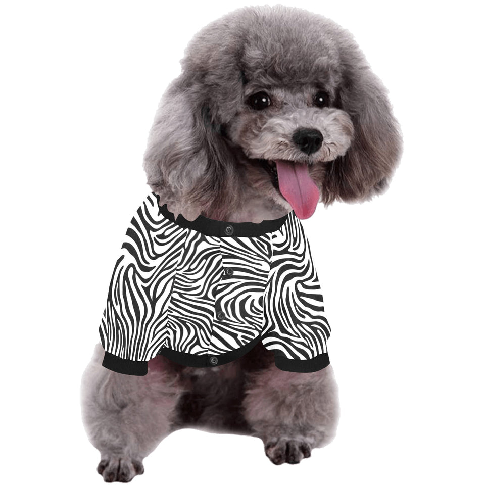 Zebra skin pattern All Over Print Pet Dog Round Neck Fuzzy Shirt