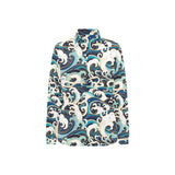 Japanese wave pattern Women's Long Sleeve Polo Shirt