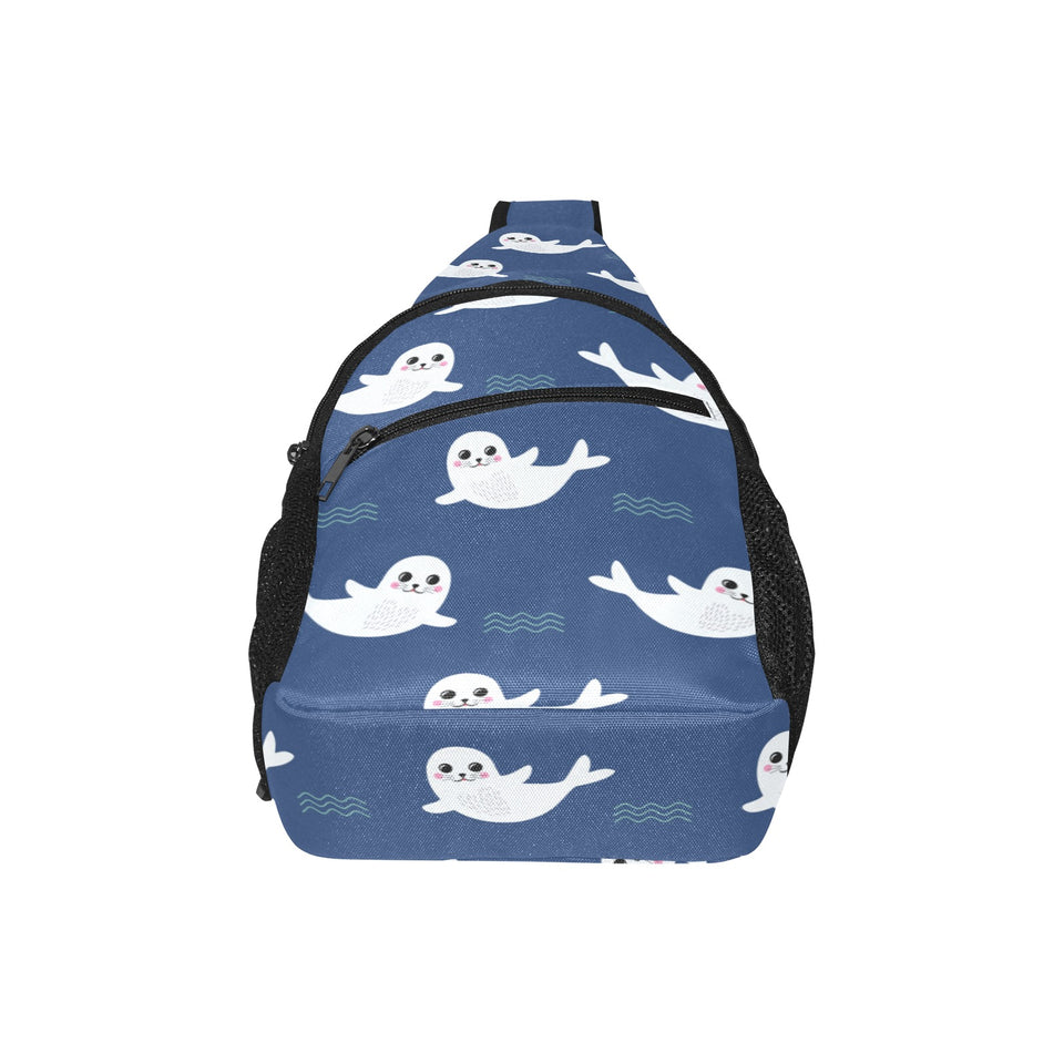 Cute white baby sea lion seal pattern All Over Print Chest Bag