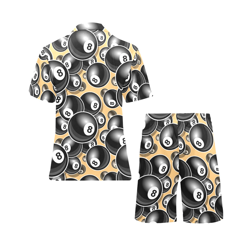 Billiard Ball Pattern Print Design 04 Men's V-Neck Short Pajama Set