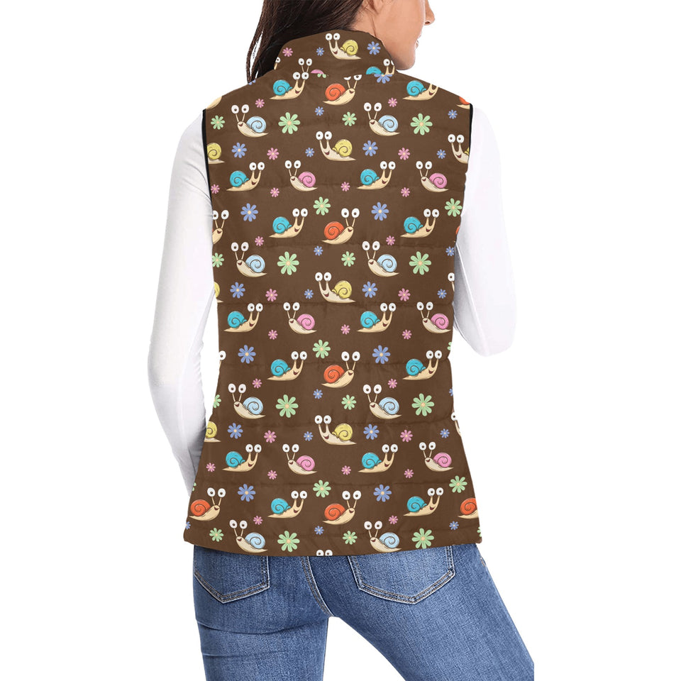 Snail Pattern Print Design 03 Women's Padded Vest