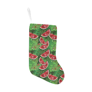 Watermelons tropical palm leaves pattern backgroun Christmas Stocking