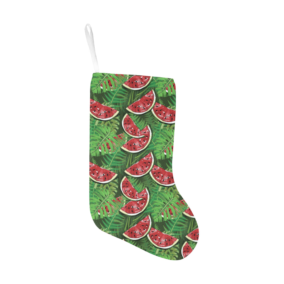 Watermelons tropical palm leaves pattern backgroun Christmas Stocking